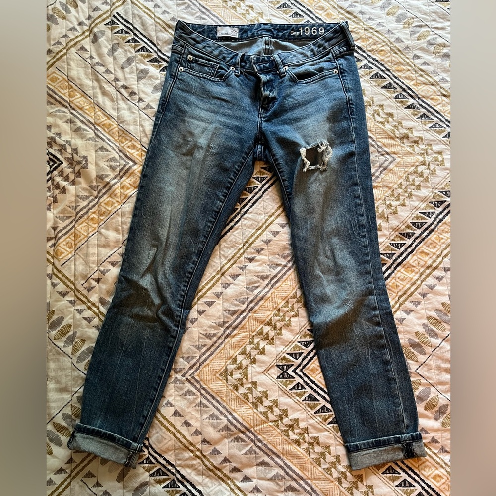 GAP Blue Boyfriend Jeans with Natural Fading